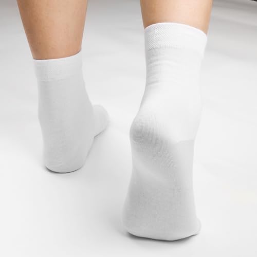 10-Pair Pack Durable Crew Socks for Men, Soft and Breathable Mid-calf Socks Men size 6-10 (White 15000)4