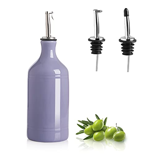 SWEEJAR Bouteille distributrice d'huile d'olive en porcelaine, opaque protège l'huile pour réduire l'oxydation, 467 ml (violet) Cover
