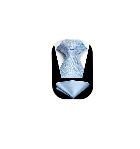Image of HISDERN Mens Ties Solid Color Tie and Pocket Square Set Classic Woven Formal Neckties & Handkerchief Wedding Party
