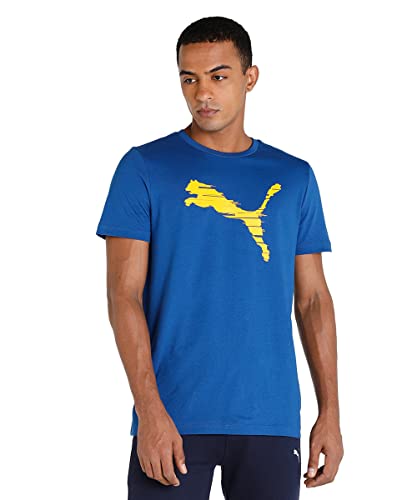 Image of Puma Men Cotton Regular Fit T-Shirt with Graphic Print Logo