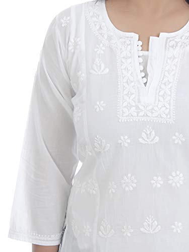 Image of Sanvi Colections Hand Embroidered (Lucknowi Chikankari) YOG luppi Short top Kali Pattern for Women A095