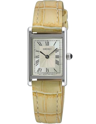 Seiko Montre analogique à remontage Manuel pour Femme avec Bracelet en Cuir SWR095P1, argenté, lanière
