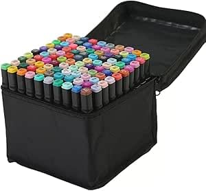 Estojo Caneta Marcador Touch para Colorir Desenho Boobie Goods Profissional, Ponta Dupla, Codificados por Cores, Caixa de Bônus marcadores artisticos, Canetinha Coloridas para Boobie Goods (100 Cores)