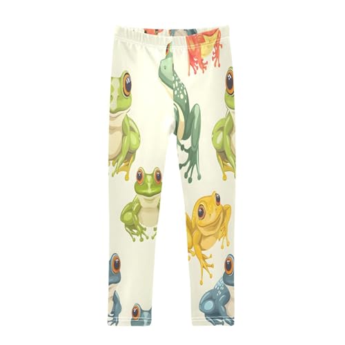 Bolaz Toddler Girls Leggings Printed Yoga Pants Leggings Orange Green Blue Frog for Kids