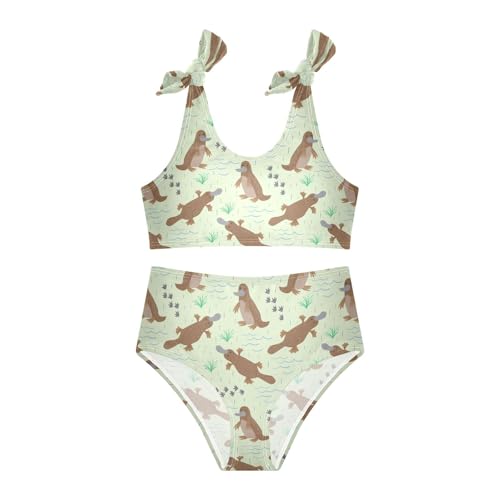 Toddler Girls Bikini Set Platypus Swimsuits Kid Bowknot Swimwear 2 Piece Bathing Suit 3-12T3