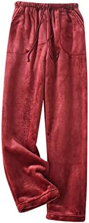 Mcniag Coral Fleece Pajama Pants for Women Winter Warm Sport Pants Flannel Wide Mouth Trousers Loose Thick Plush Home Pajamas Wine