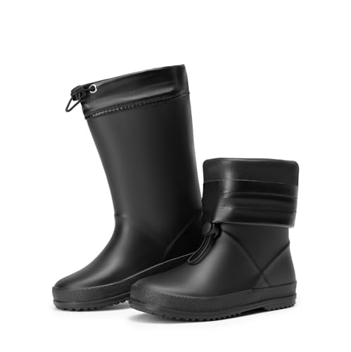 DREAM PAIRS Kids Bottes de Pluie pour Enfants Imperméables et Légères Bottines Antidérapante Durable,Size 26.5,Noir,SDRB2401K