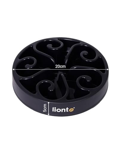 lionto Anti Schling Napf für Hunde & Katzen, Ø 20 cm, Höhe 5 cm, Fassungsvermögen von bis zu 450 g, Rutschfester Hundenapf aus lebensmittelechtem Kunststoff, bis zu 100° spülmaschinenfest, schwarz