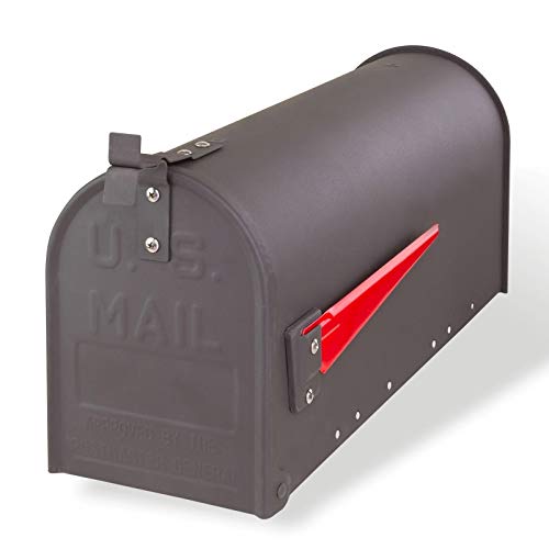 DEMA American Mailbox – Briefkasten aus Stahl, robust in Anthrazit, klassisches Design für Haus & Garten, wetterfest, mit Aufhängung und integrierter Zeitungsrolle
