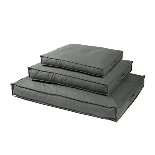 JAMAXX Premium Hundekissen - Orthopädisch Memory Schaumstoff-Flocken, Waschbar Abnehmbarer Bezug Wasserabweisend - Hundebett mit Canvas Stoffbezug PDB1007 (S) 65x50 grau
