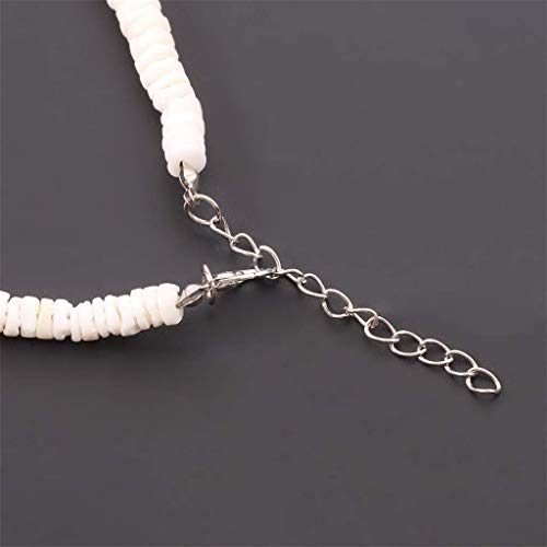 Dremcoue Adjustable Puka Clam Chips Seashell Necklace Choker Handmade Smooth White Shell Necklace Hawaii Beach Jewerly 16'' #TOP4