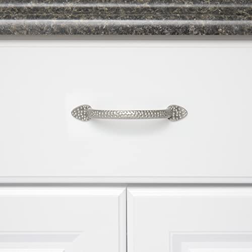 Image of South Main Hardware Triangle Foot Cabinet Drawer Pull Handle, 5.5 inch Length (3.75 inch Hole Spacing Center), Satin Nickel, Includes Mounting Hardware, 10-Pack