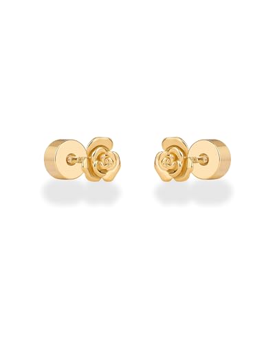 Image of PAVOI 14K Gold Plated Dainty Flat Back Earrings for Women, Piercing Studs | Hypoallergenic Stud Earrings with 925 Sterling Silver Posts, Motif Flatback Screw Back Helix Cartilage