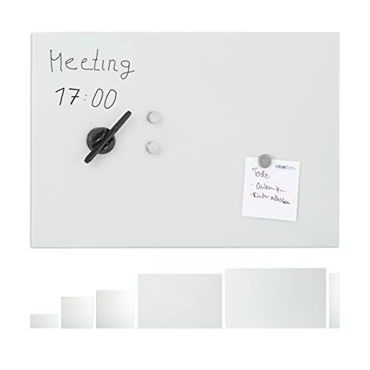 Relaxdays Pizarra Magnética Grande, Cristal, Blanco, 60 x 40 cm