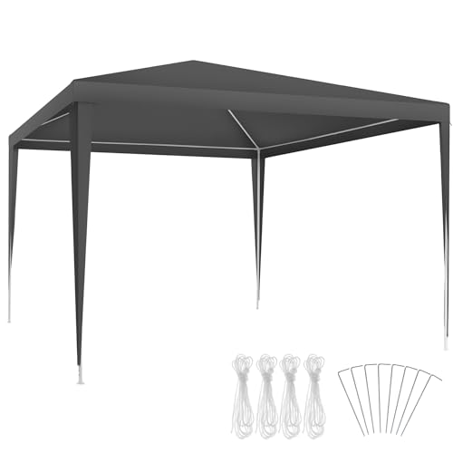 tectake® Gazebo da Giardino, Padiglione Gazebo Esterno Resistente con Telaio in Acciaio, Gazebo da Esterno, Gazebo Impermeabile, Resistente ai Raggi UV, 300 x 300 x 250 cm - Grigio
