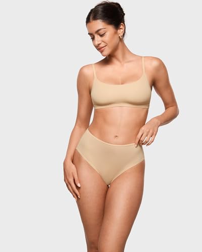 Image of INLYRIC Women's Inbarely Soft Full Briefs - Mid Waist Underwear Breathable Stretch Tagless Ladies Panties 3 Pack