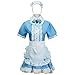 tzm2016 Anime cosplay kostium francuskiej pokojówki strój Halloween, 4 szt. jako zestaw w zestawie sukienka; nakrycie głowy; fartuch; sztuczny kołnierz (niebieski, rozmiar S)