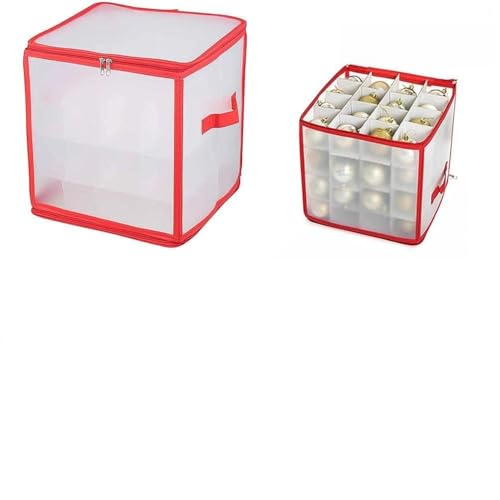 Ymiko Christmas Baubles Storage Box PVC Folding Decorations Box for Up to 64 Baubles Bedroom Storage, PP Tray Design