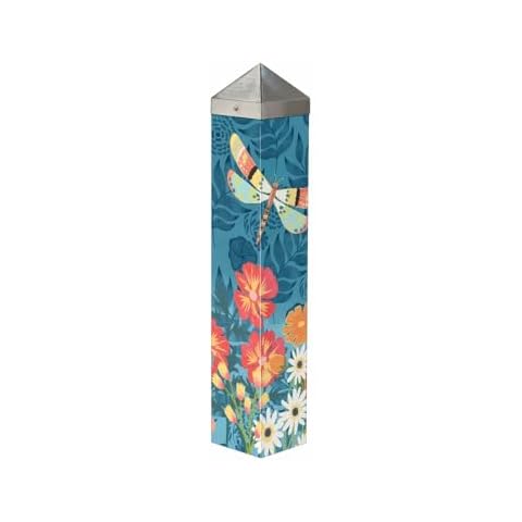 Studio M Art Pole, PVC Weather Resistant Pole with Vinyl Bowl 20 inches Tall Outdoor Decoration for Gardens, Patios, Yards, Landscaping and Birding Accessories, Dragonfly Dream Cover