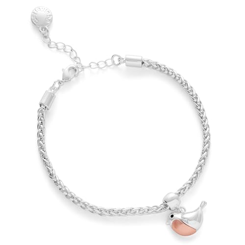 Image of equilibrium Robins Appear Collection Bracelets – Elegant Silver Plated Designs with Robin Charms (Two Tone Height 1.4x Width 1.8x Depth 0.2cm)