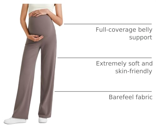 Image of G4Free Women's Maternity BareFeel Wide Leg Yoga Pants | Bump-Friendly Coverage,Wide Leg Design,Lycra Blend,Extremely Soft,Skin-like Touch,for Work Casual Wear