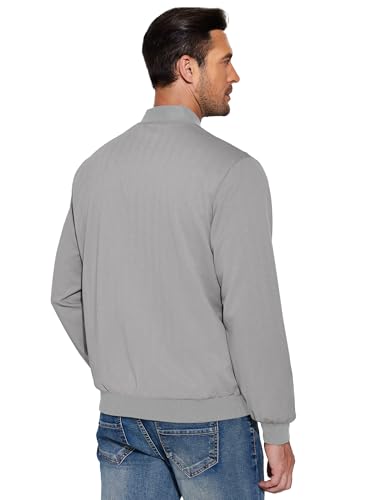 COOFANDY Men's Lightweight Bomber Jacket Casual Stylish Fall Jackets Full Zip Knit Jackets Varsity Textured Coat