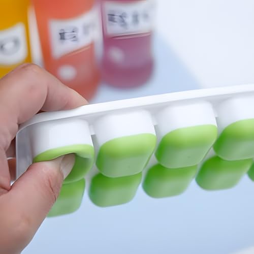 Kit 4 Formas de Gelo Cubo com Tampa Rígida e Fundo Silicone Flexível Para Frutas 14 Cubos