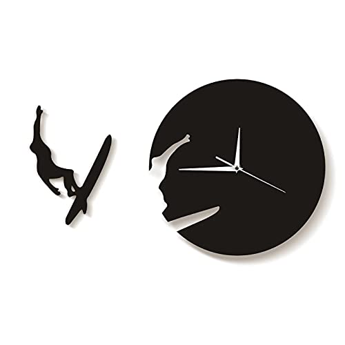Reloj de Pared Reloj de Tiempo de Surf Reloj Regalo de Verano para Amantes del Surf Avid Surfers Arte de Pared 3D Decoración del hogar Reloj de Sala de Estar Reloj de Pared Moderno