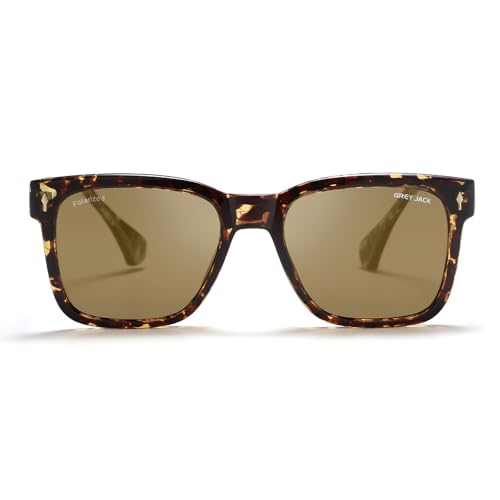 Image of grey jack Full Rim Rectangle Sun Glasses Stylish Sunglasses for Men Women Polarized UV Protection 3317