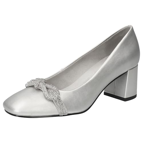 Bella Vita Women's Marigold Block Heeled Pumps, Silver, 10 - image 1