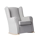 +Mueblesss Sillón Mecedora tapizado Antimanchas, Pata Maciza Natural, para Lactancia, Dormitorio, salón o habitación de bebé, Gris (Gris Claro)