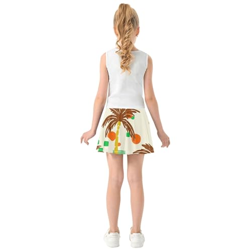 Joisal Girls Skorts Athletic Shorts Brown Palm Trees Tennis Skirts for Kids Dance Golf Flowy Skort 3t4