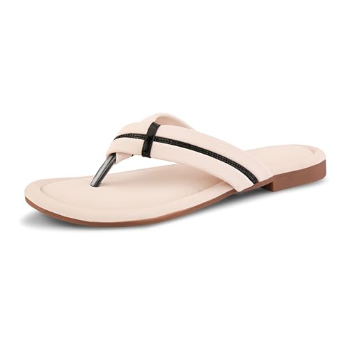 Image of Centrino Women's Flat Thong Sandals | Stylish Embellished Strappy Flip-Flops | Open-Toe Slip-On with Metallic Studs| Soft Cushioned Footbed for Comfort | Elegant & Durable Fashion Footwear (9313)