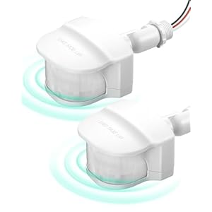 EDISHINE 2 Pack 240° Replacement Motion Sensor, Adjustable Time Dusk to Dawn Motion Detector with 60FT Range, 3 Modes Pir Outdoor Motion Sensor for Floodlight, Garage, Yard, Porch, UL Listed, White