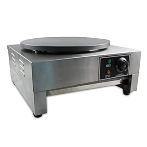 Máquina eléctrica para hacer crepes con bandeja extraíble de 3000 W, placa de calentamiento de 40 cm, revestimiento antiadherente, 50-300 °C, carcasa de acero inoxidable