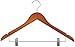 Econoco Commercial Wishbone with Satin Chrome Hook and Metal Bar with Clips, 17", Matte Teak (Pack of 100)
