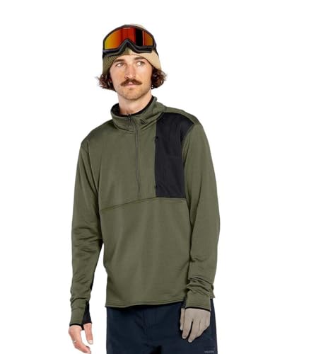 Volcom Men's Gridlock 1/4 Zip Mock Neck Snowboard Base Layer Fleece Sweatshirt