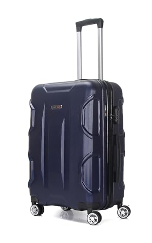 Valise Grande Taille Rigide 75cm – Soute Avion – Bagage XL léger ABS – 4 Roues pivotantes 360° – Fermeture zippée – Poignée télescopique – Bleu Marine...