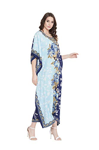 Image of Oussum Women Polyester Casual Long Plus Size Beach Caftan Cover Up Maxi Dress 1X-3X Summer Kaftan Dresses for Women