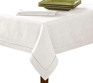 New 60x120 White Hemstitch Single Border Tablecloth