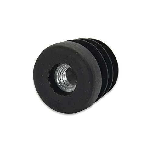 Image of Flyshop Black M8 Threaded Plastic Plugs Round Tube End Caps Tubing Plugs Inserts Furniture Glider 25 mm, 1 inch Diameter 4 Pcs