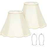 Medium Lamp Shades Set of 2, Cream Lamp Shade for Floor Lamps Table Lamps, 6.1'Top x 13'Bottom x 9.6'High, Scalloped Lamp Shade with Petal Edge Braid, Spider, Harp Holders Included, Assembly Required
