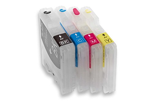 vhbw Cartucho de Tinta Paquete de 4 Refill Leer Multicolor reemplaza Brother LC 980, LC 985, LC1100, LC 1100, LC985, LC980 Cartucho Impresora (Compatible)