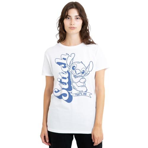 T-shirt Stitch Disney femme haut blanc coupe ajustée manche courte