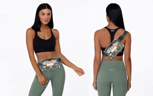 Image of Clear Belt Bag Stadium Approved for Women Men - Fanny Pack With Adjustable Strap, Crossbody Waist Bag for Concerts, Sports, Travelling, Hiking, Running (Black-2)