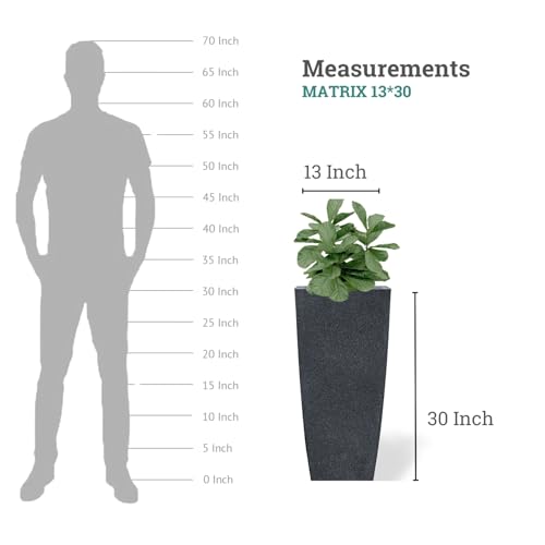 Image of Go Hooked Matrix 30 Inch Big Flower Pot | Outdoor & Indoor Planter for Balcony, Garden & Terrace | Durable Lightweight Decorative Polymer Pot for Live & Artificial Plants (Black)
