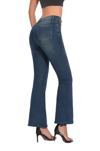 J.Corrine Women's High Waisted Bell Bottom Jeans Cropped Denim Pants Ankle Trouser2