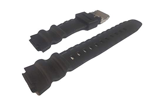 Image of 18mm x 25mm Black PU Rubber Watch Band Strap with Silver Stainless Steel Buckle Clasp | Comfortable and Durable Material