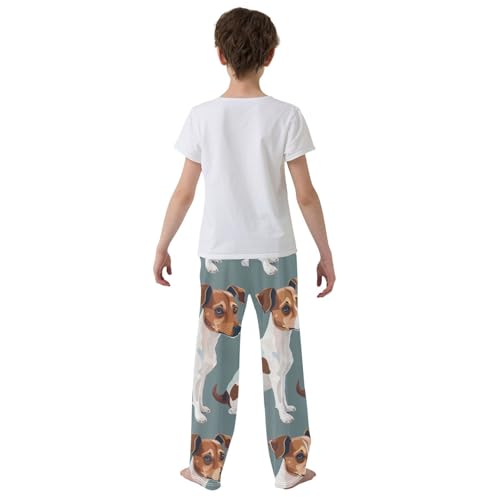 Lovely Jack Russell Boys Long Pants Soft Trousers Elastic Waist Kids Lounge Bottoms with Pockets S-XL3