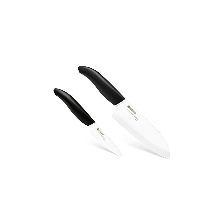 KYOCERA Revolution 2-Piece Ceramic Set: Chef Knife for Your Cooking Needs, 5.5" and 3", White/Black